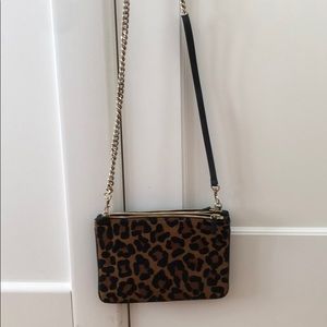 Sandro Leopard Calf Hair Crossbody